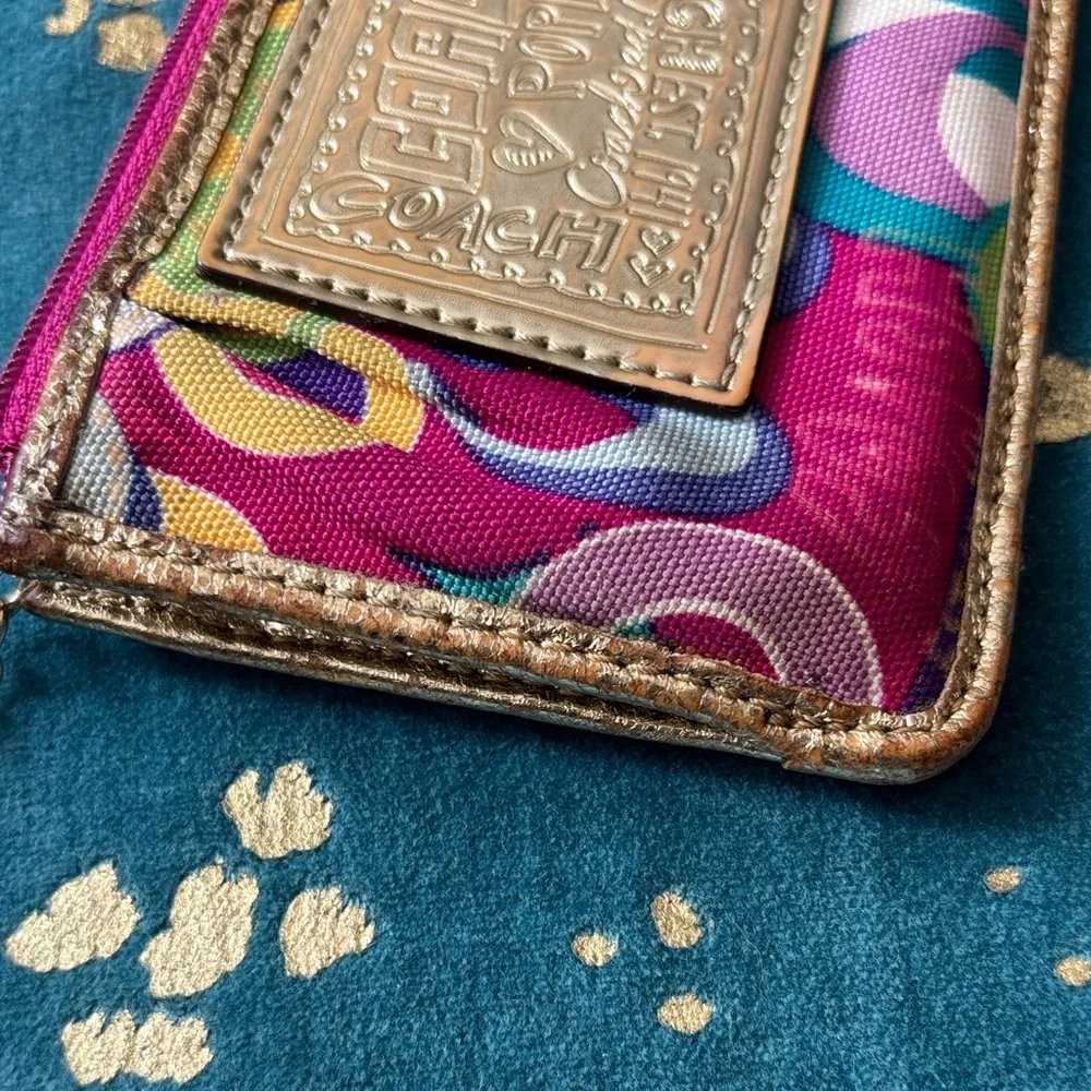 Coach Multicolor Pop Circle Key & Card Holder with Gold Trim - Picture 4 of 8